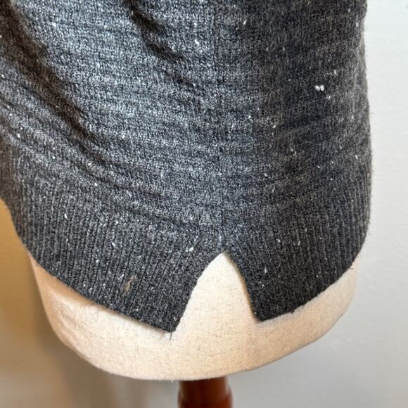 Madewell sweater heathered ribbed gray wool blend mockneck long sleeve top Sz M - Picture 6 of 8